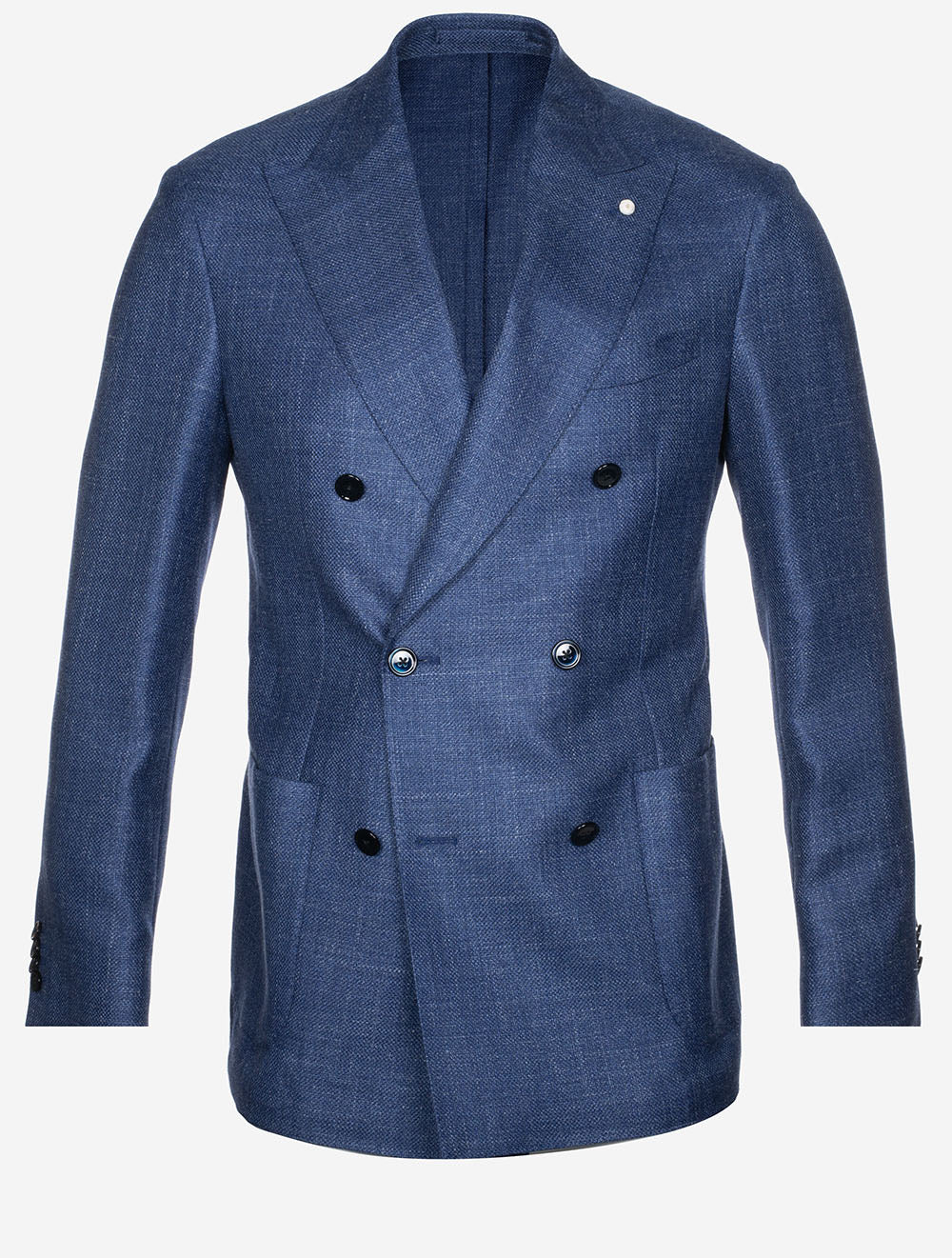 Lubiam Wool Silk Linen Double Brested Jacket Blue MI