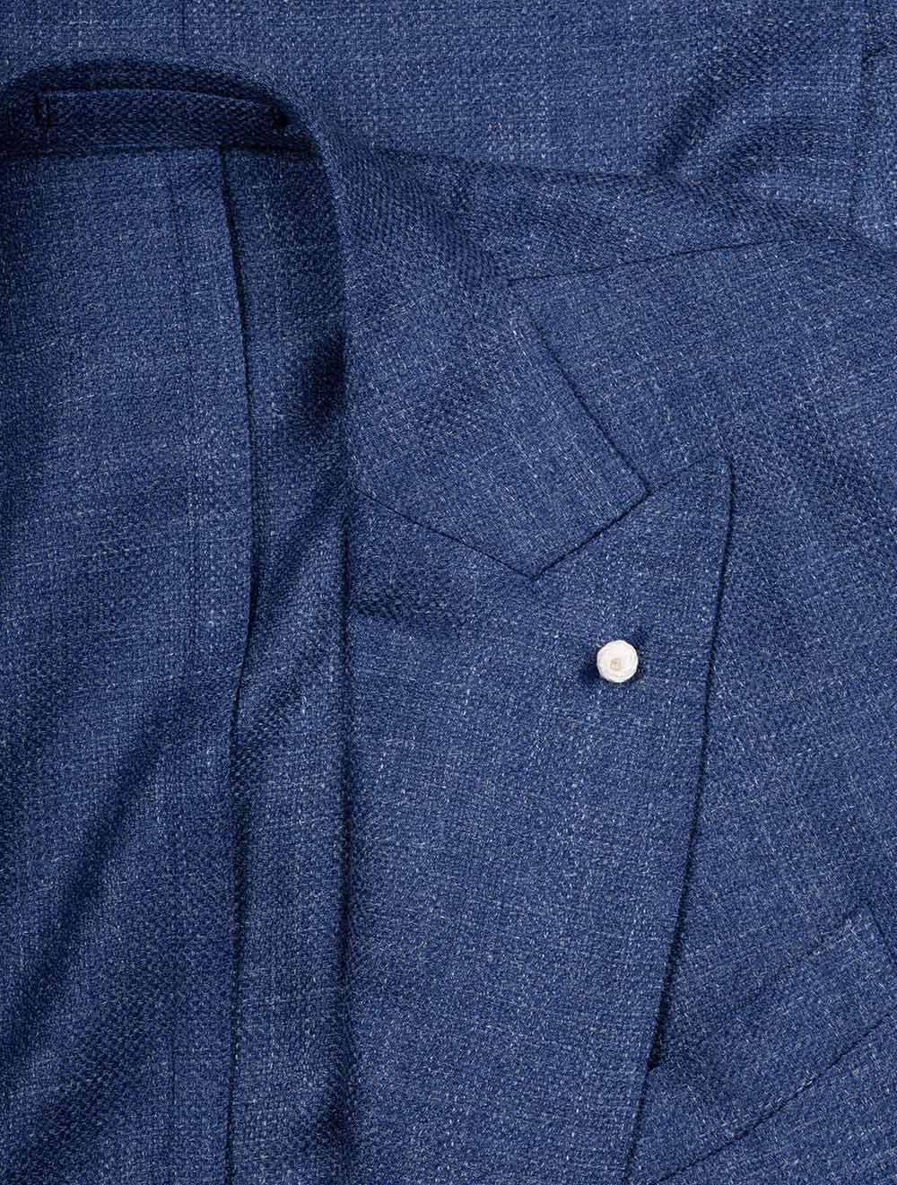 Lubiam Wool Silk Linen Double Brested Jacket Blue AI1