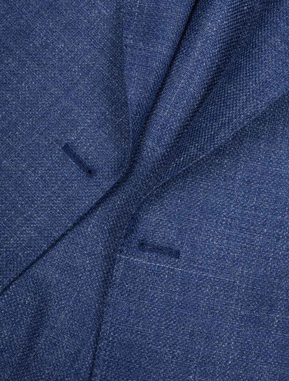 Lubiam Wool Silk Linen Double Brested Jacket Blue AI3