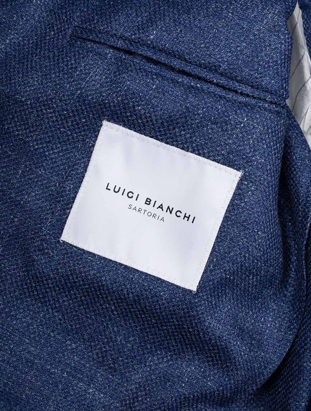 Lubiam Wool Silk Linen Double Brested Jacket Blue AI4