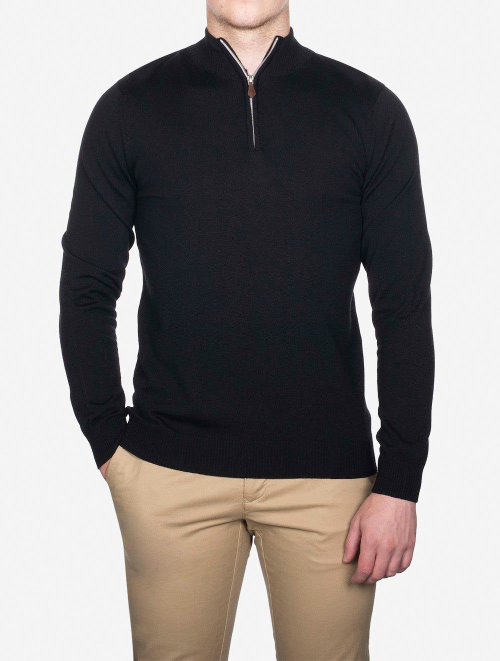 Stenstroms Merino Half Zip Black AI3