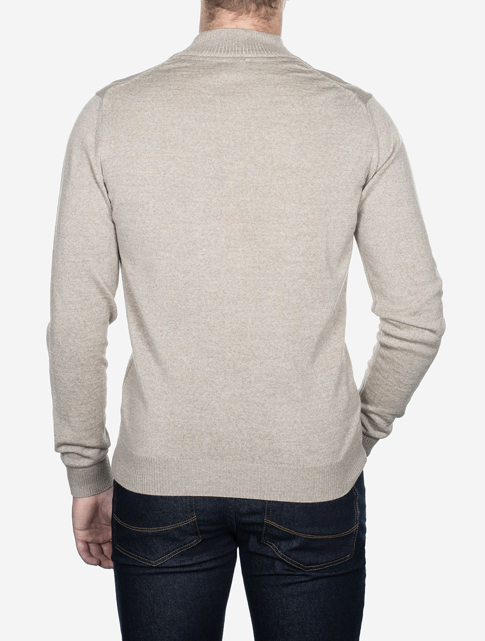 Knitted Half Zip Merino Wool Beige