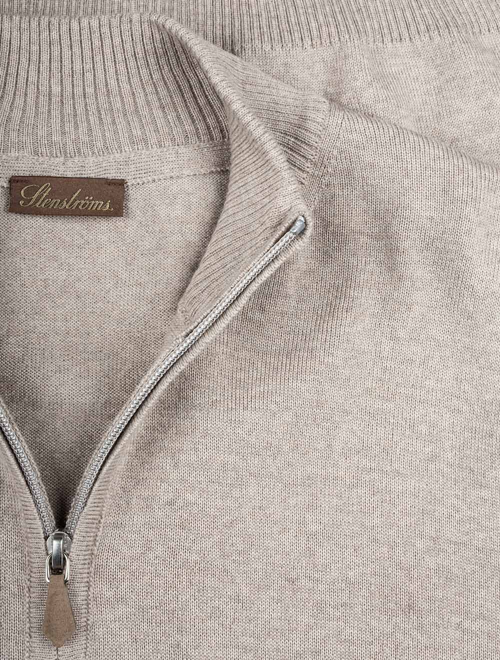 Knitted Half Zip Merino Wool Beige