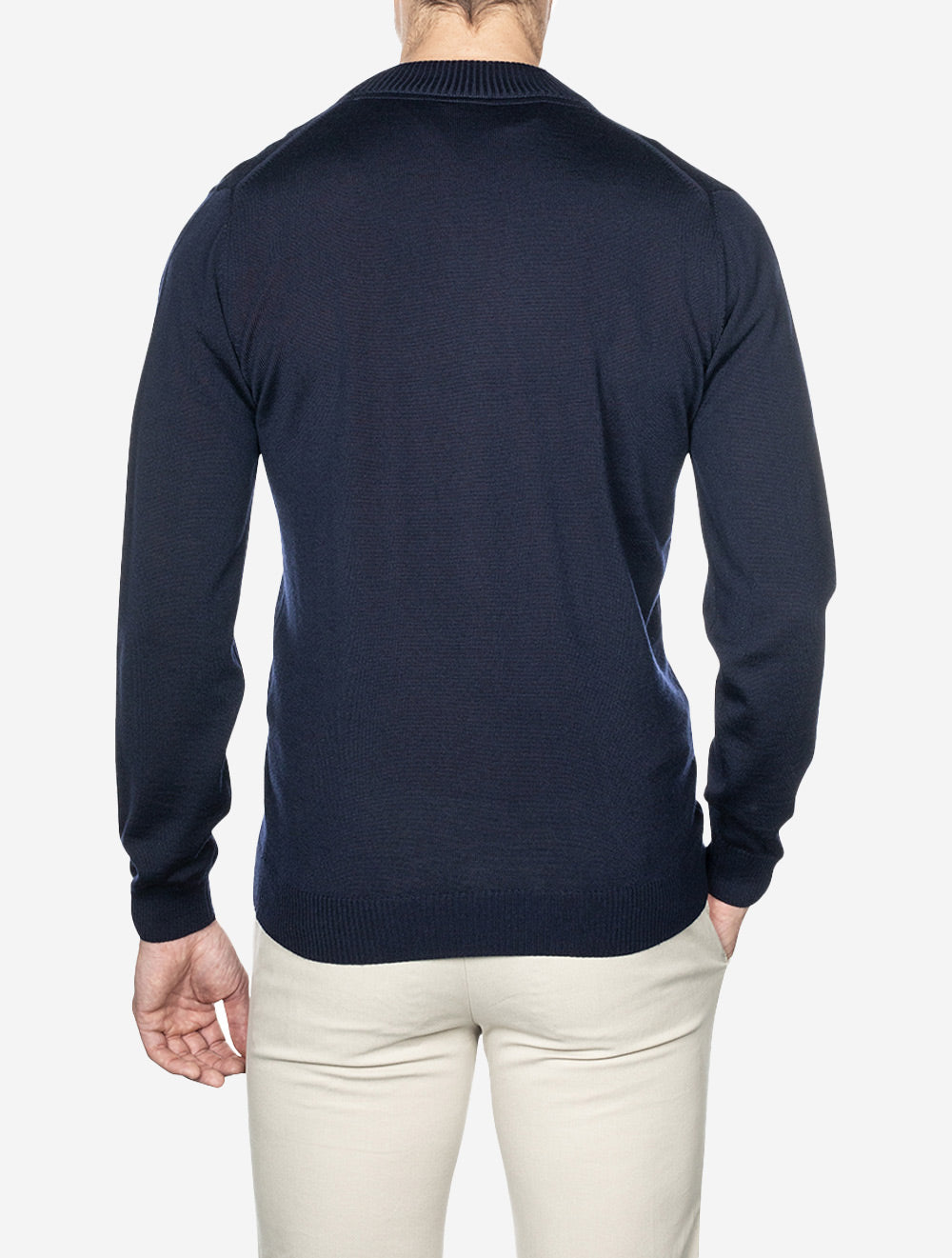 Knitted Half Zip Merino Wool Navy