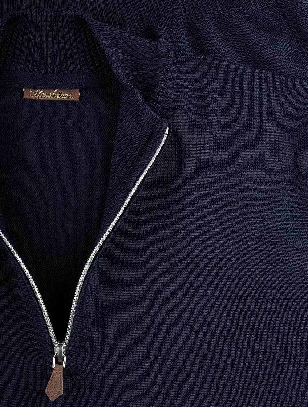 Knitted Half Zip Merino Wool Navy