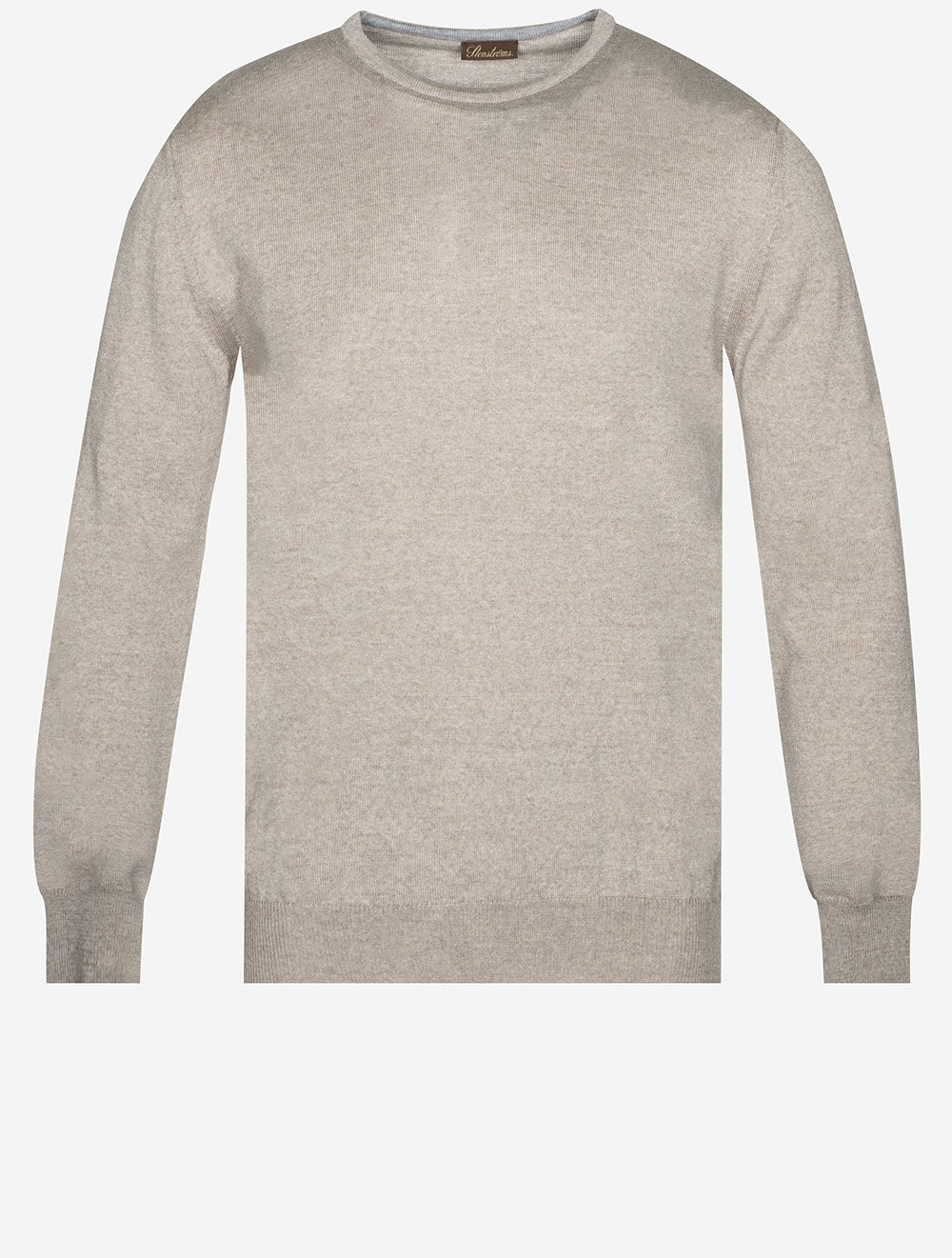 Stenstroms Beige Crew Neck with Patch Merino Wool Jumper MI