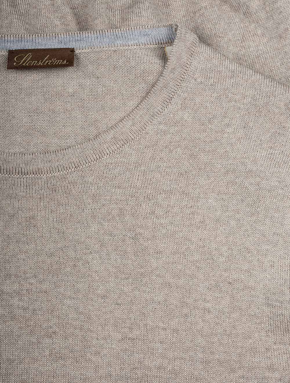 Stenstroms Beige Crew Neck with Patch Merino Wool Jumper AI1