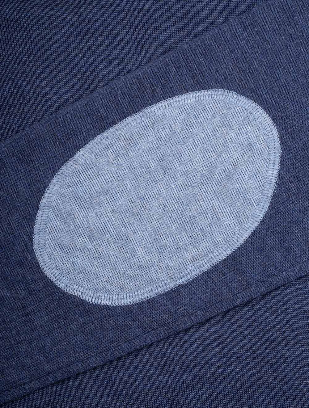 Stenstroms Blue Crew Neck with patch Merino Wool Jumper AI3