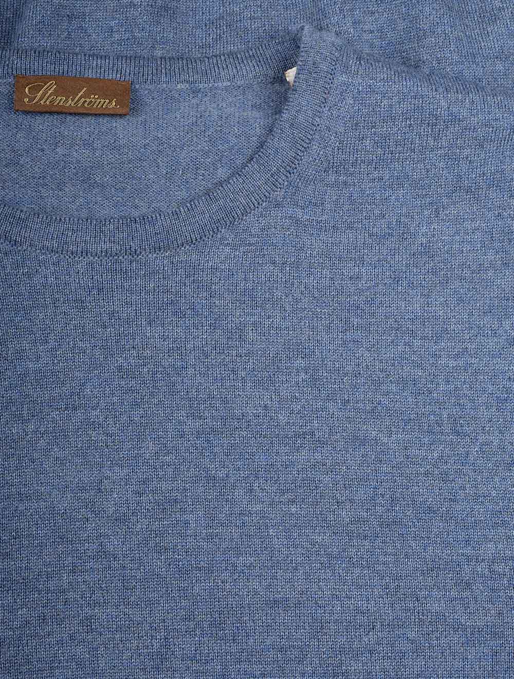 Stenstroms Knitted Crew Neck Merino Wool Blue AI4