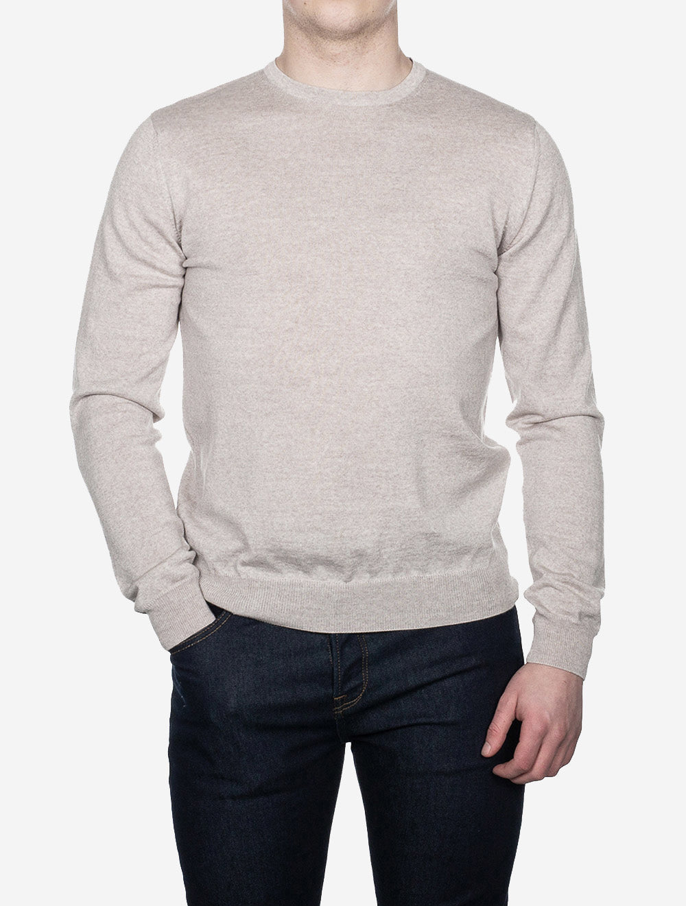 Knitted Crew Neck Merino Wool Beige