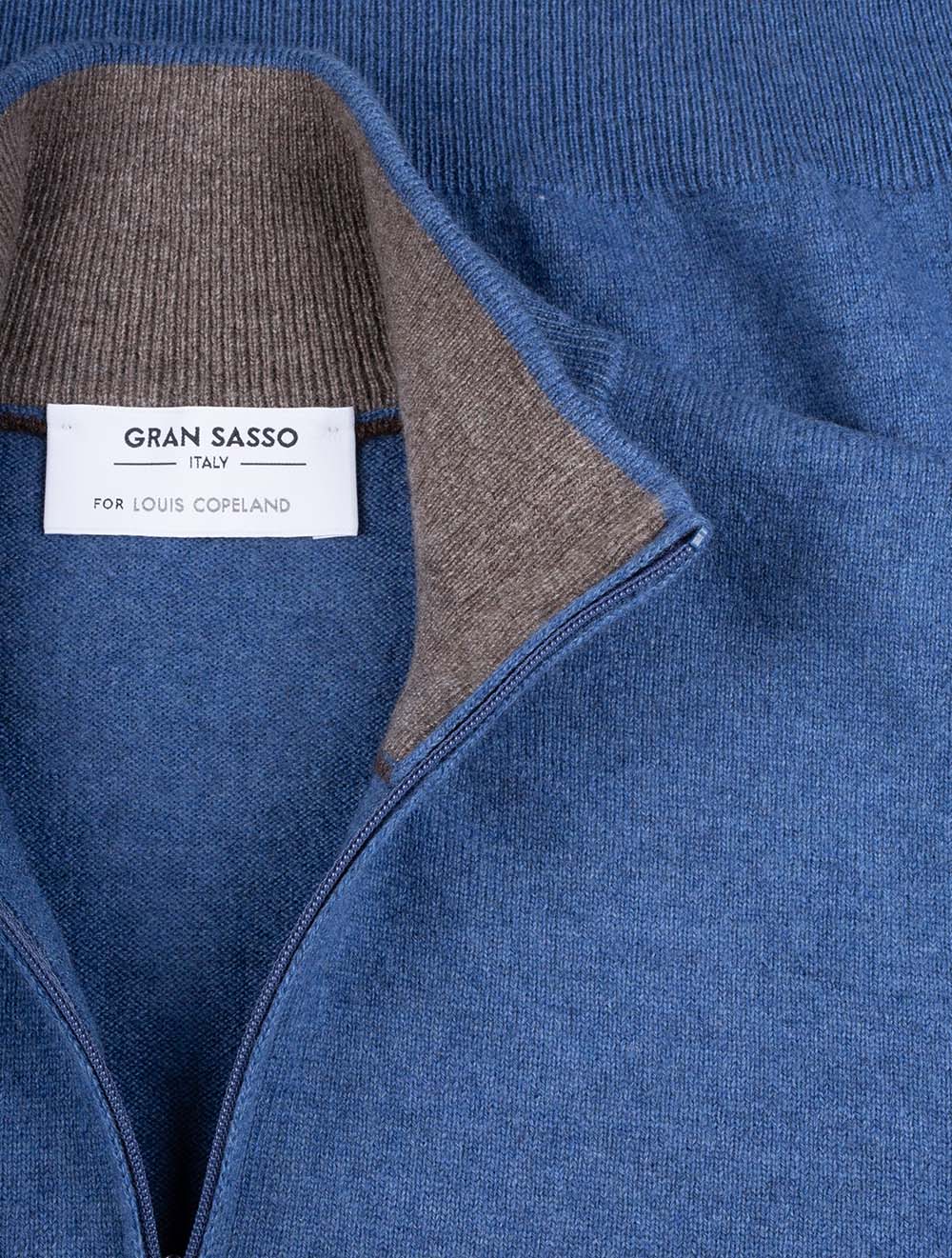 Cachemire Demi-Zip Bleu