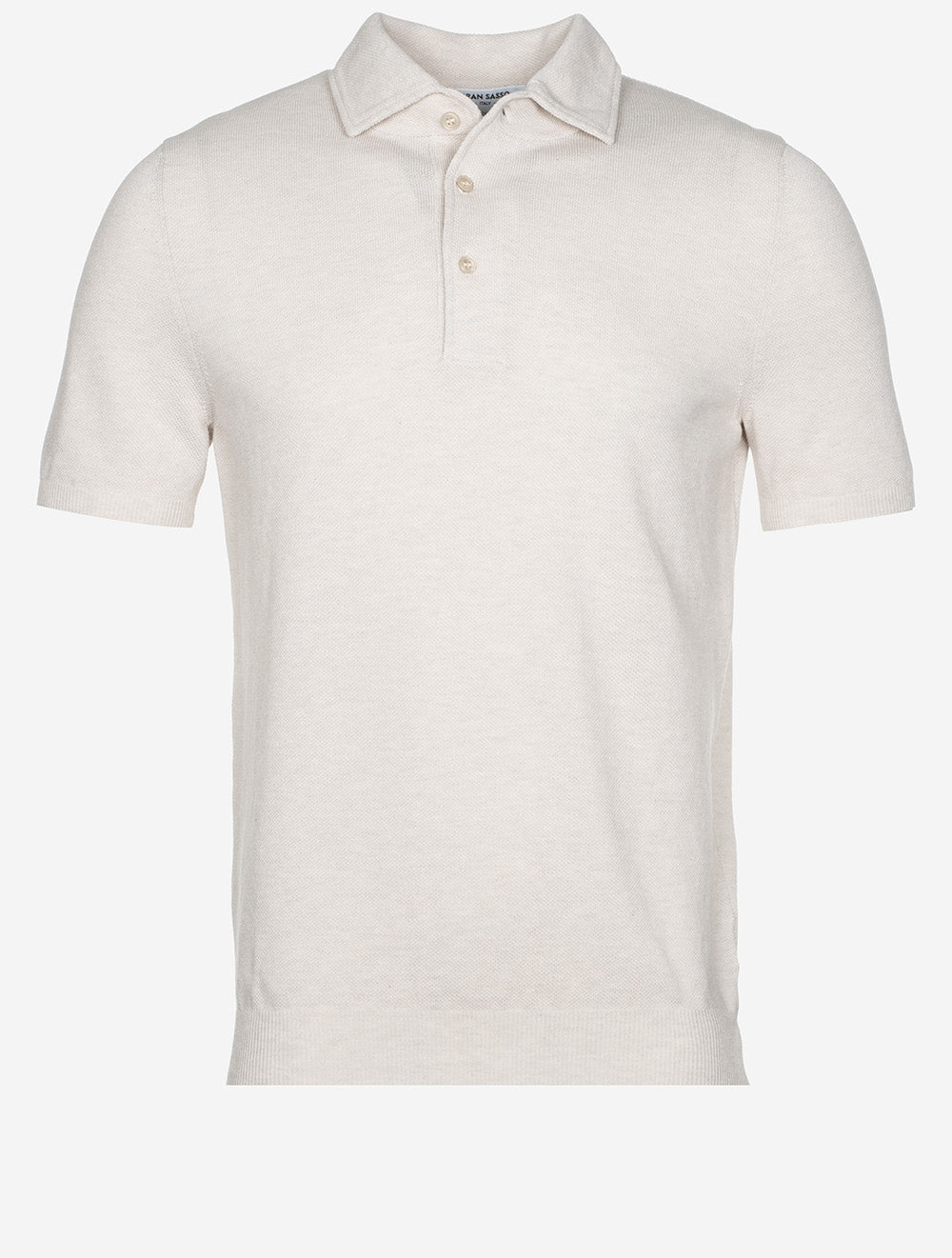 Gran Sasso Weave Short Sleeve 3 Button Polo Beige MI