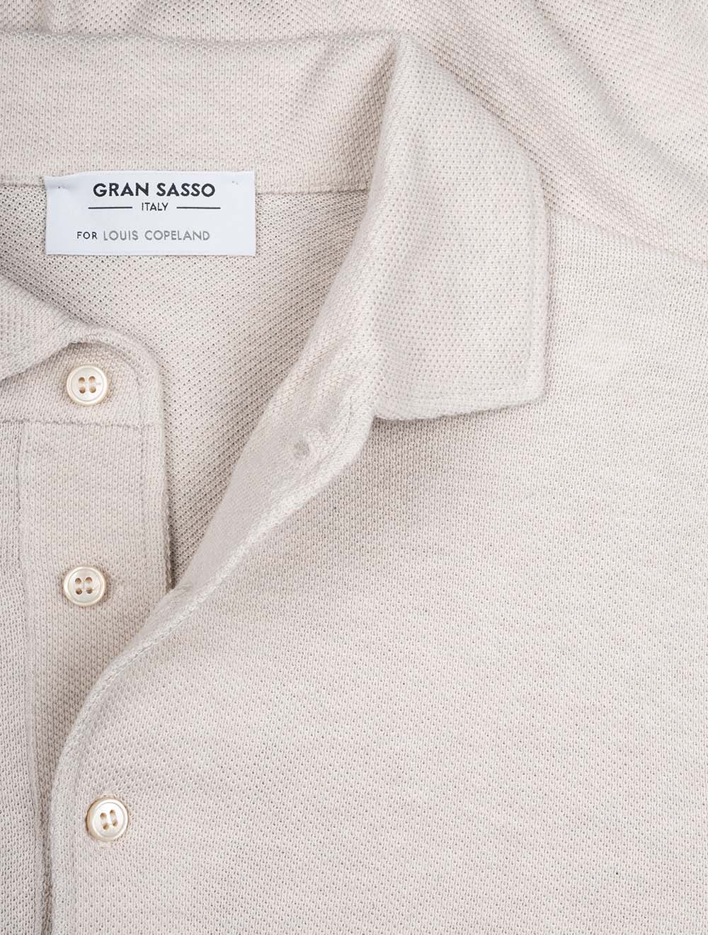 Weave Kurzarm-Poloshirt mit 3 Knöpfen Beige