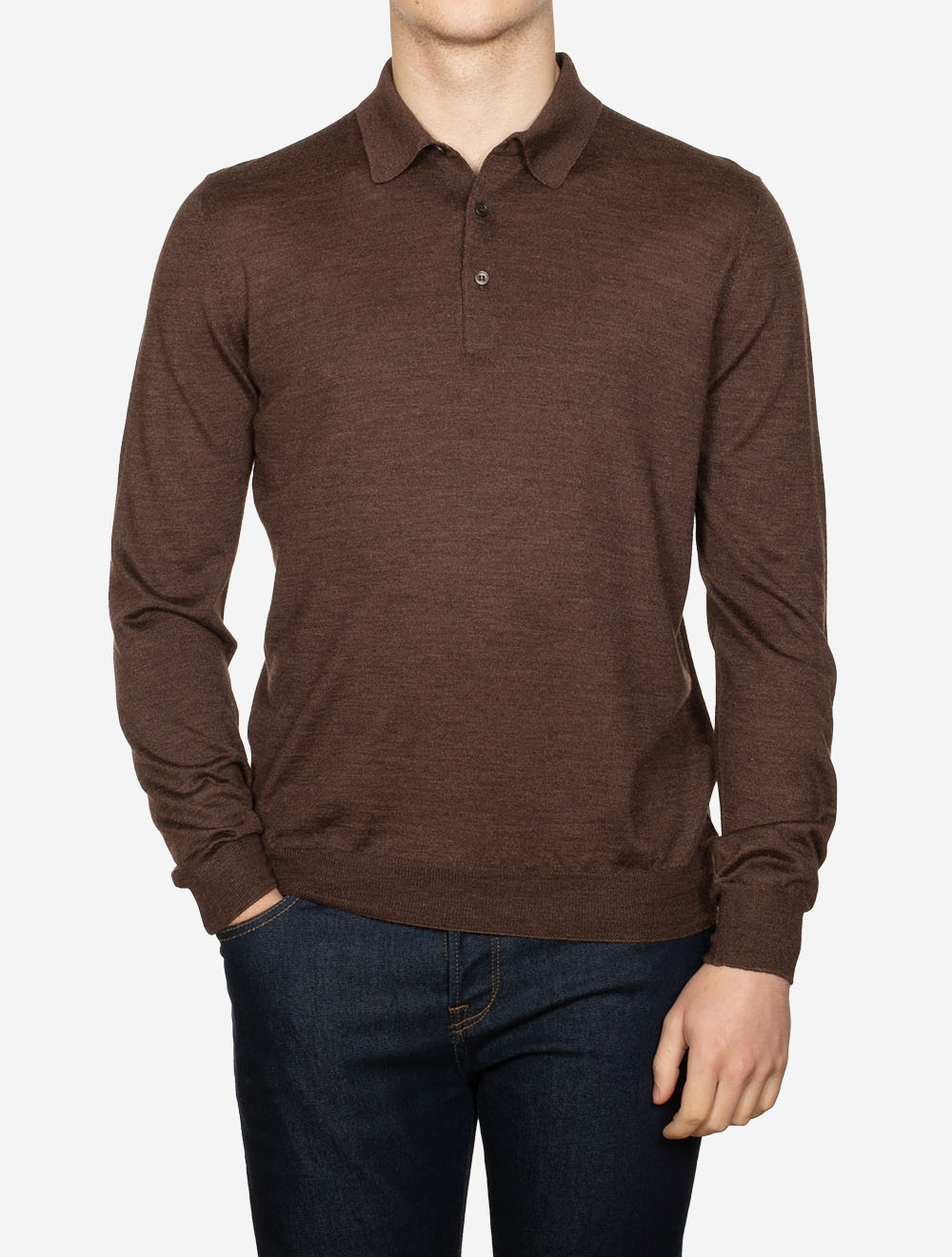 Long Sleeve Tennis Polo Brown