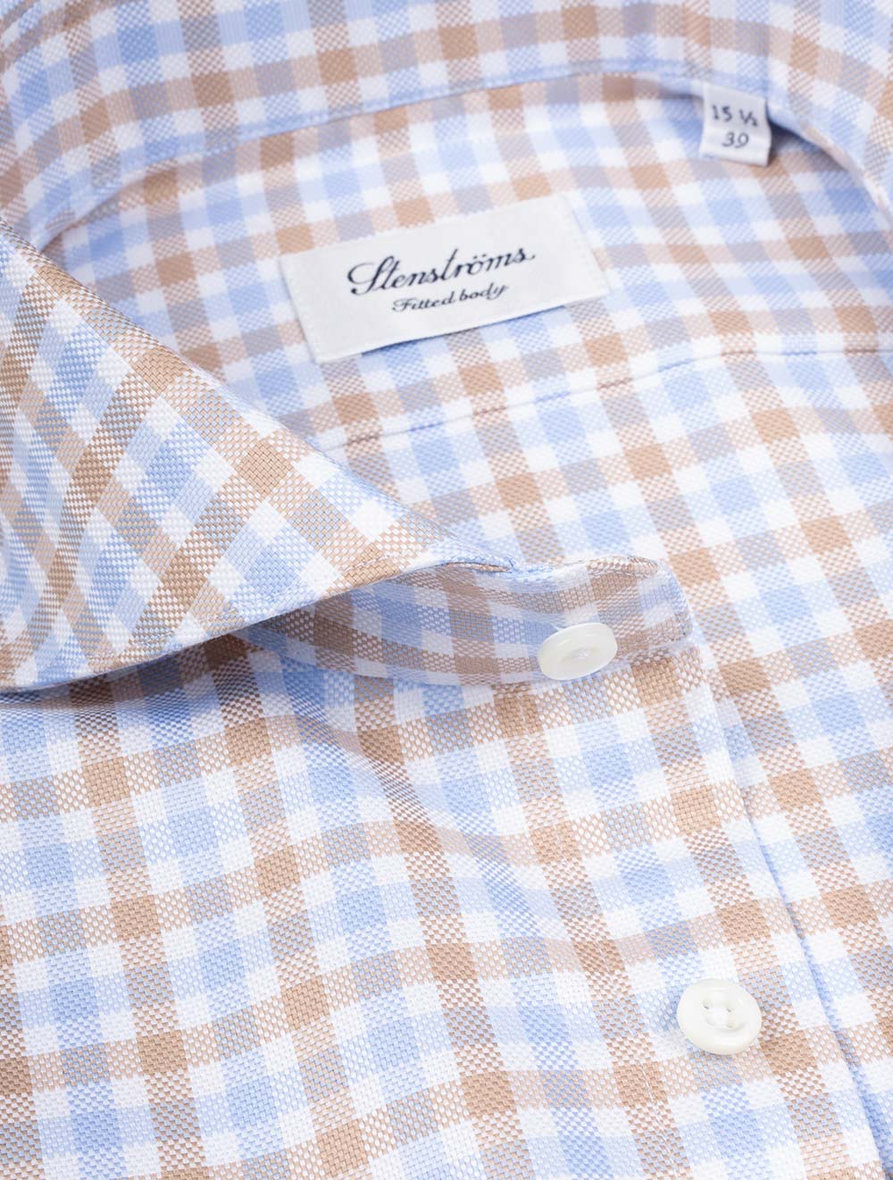 Stenstroms Multi Gingham Check Shirt Beige AI2