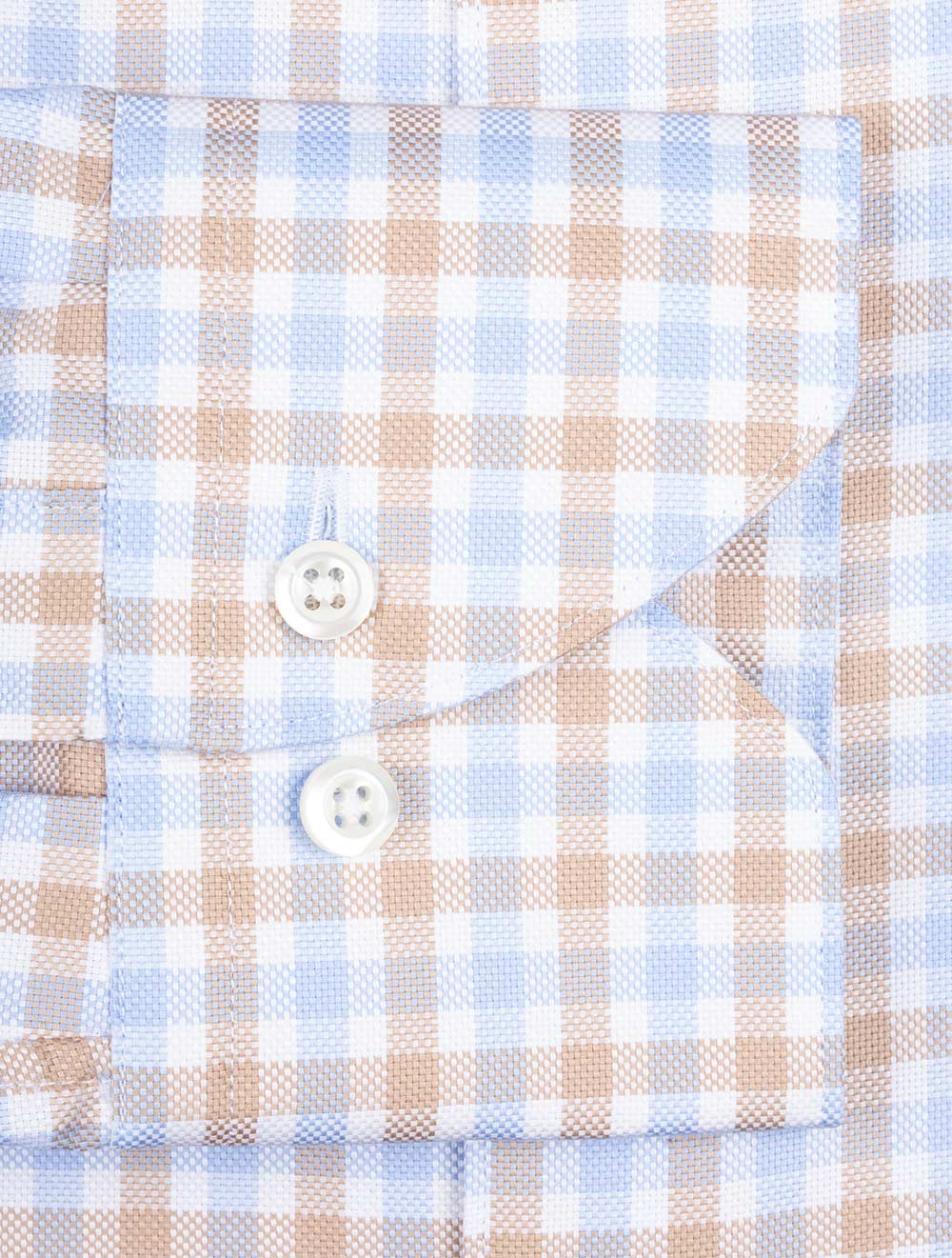 Stenstroms Multi Gingham Check Shirt Beige AI3