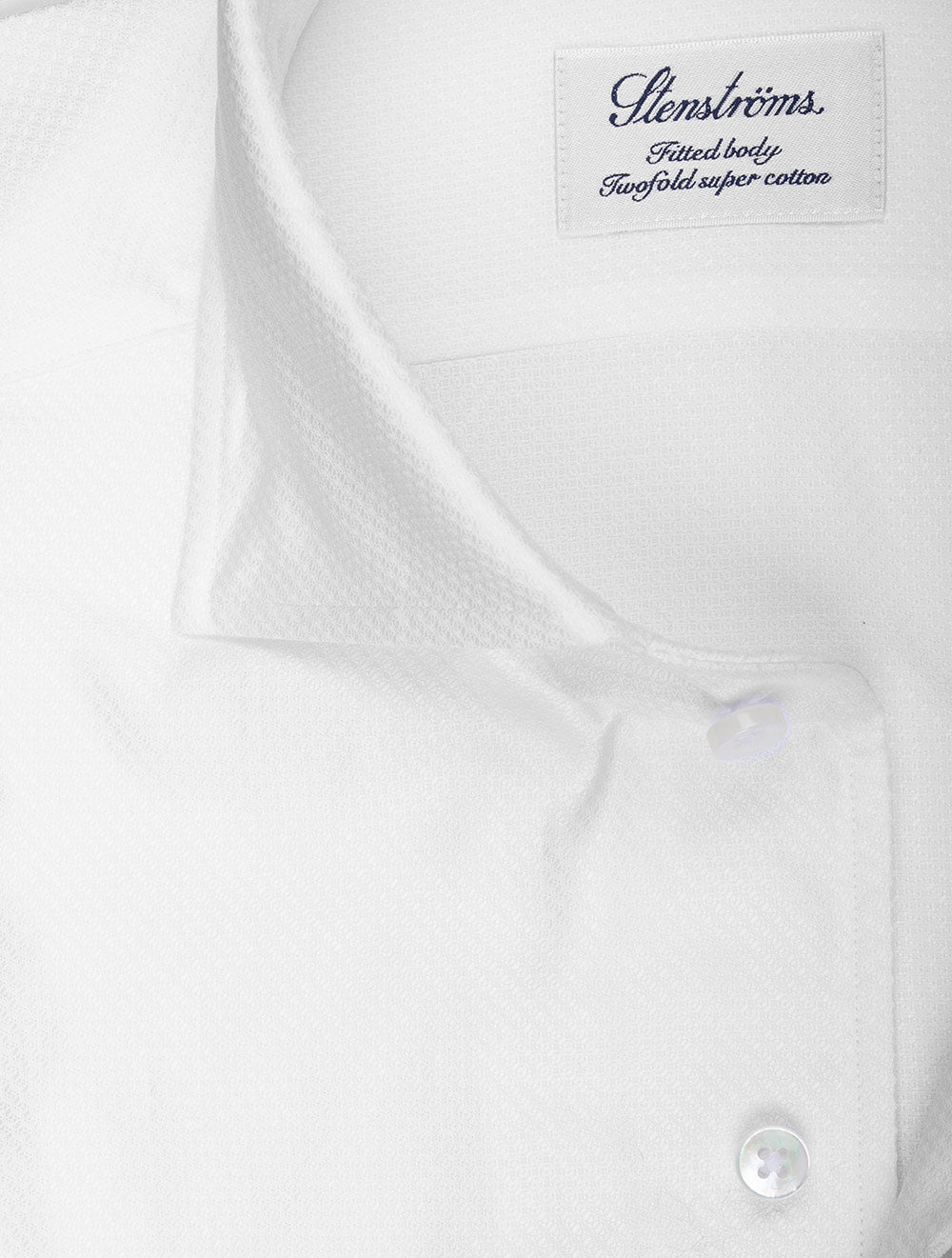 Stenstroms White Textured Cotton Fitted Body Shirt AI1