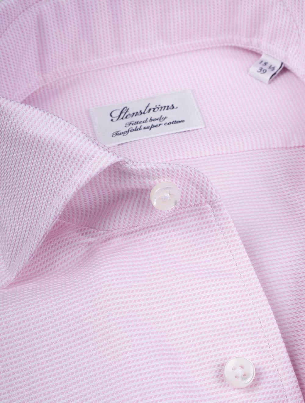 Pink Textured Cotton Fitted Body Shirt