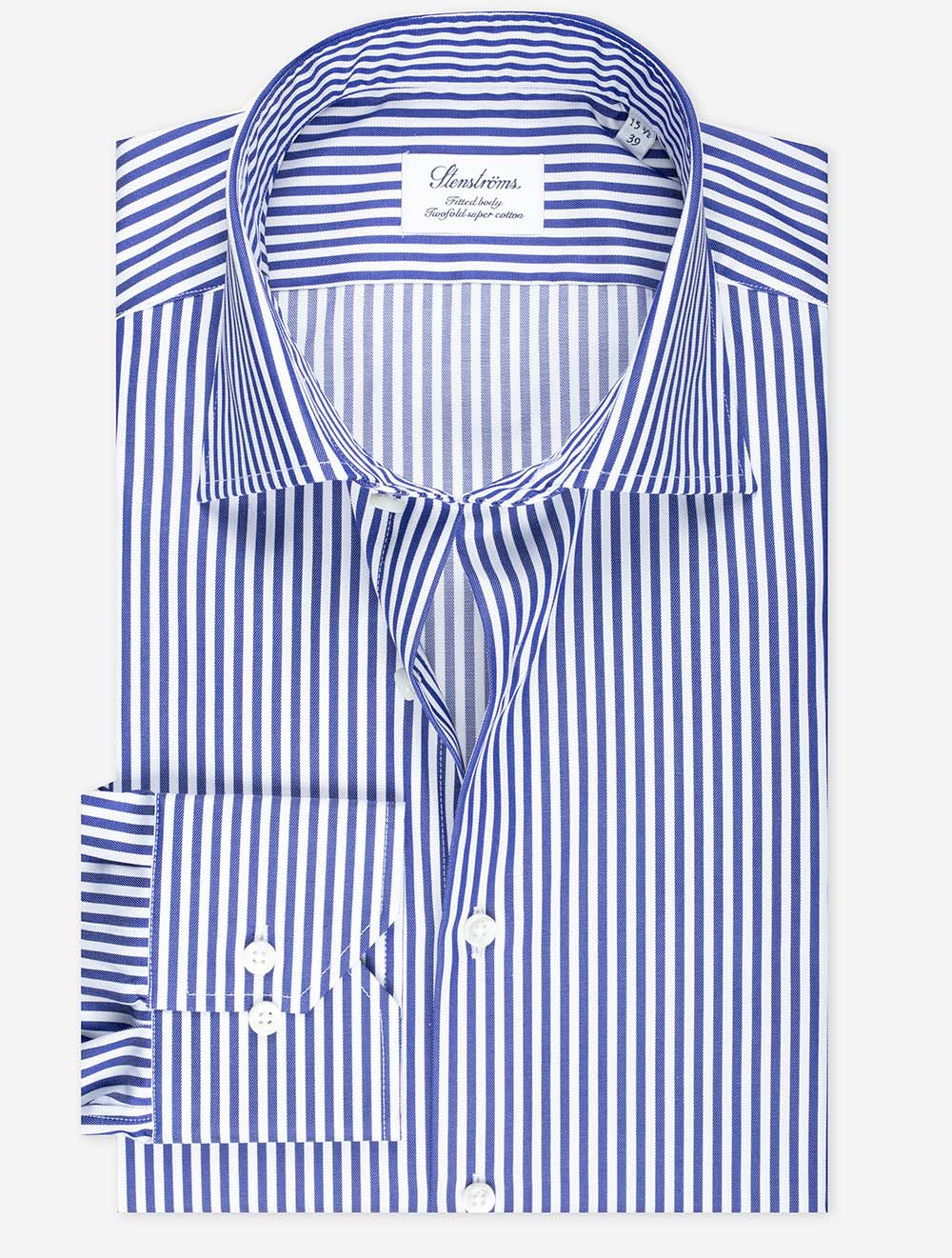 Stenstroms Blue Stripe Cotton Fitted Body Shirt MI