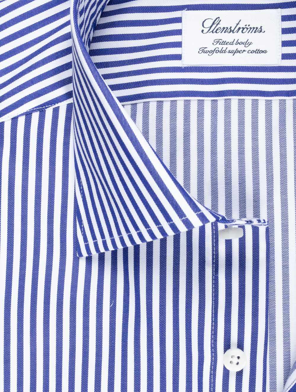 Stenstroms Blue Stripe Cotton Fitted Body Shirt AI1