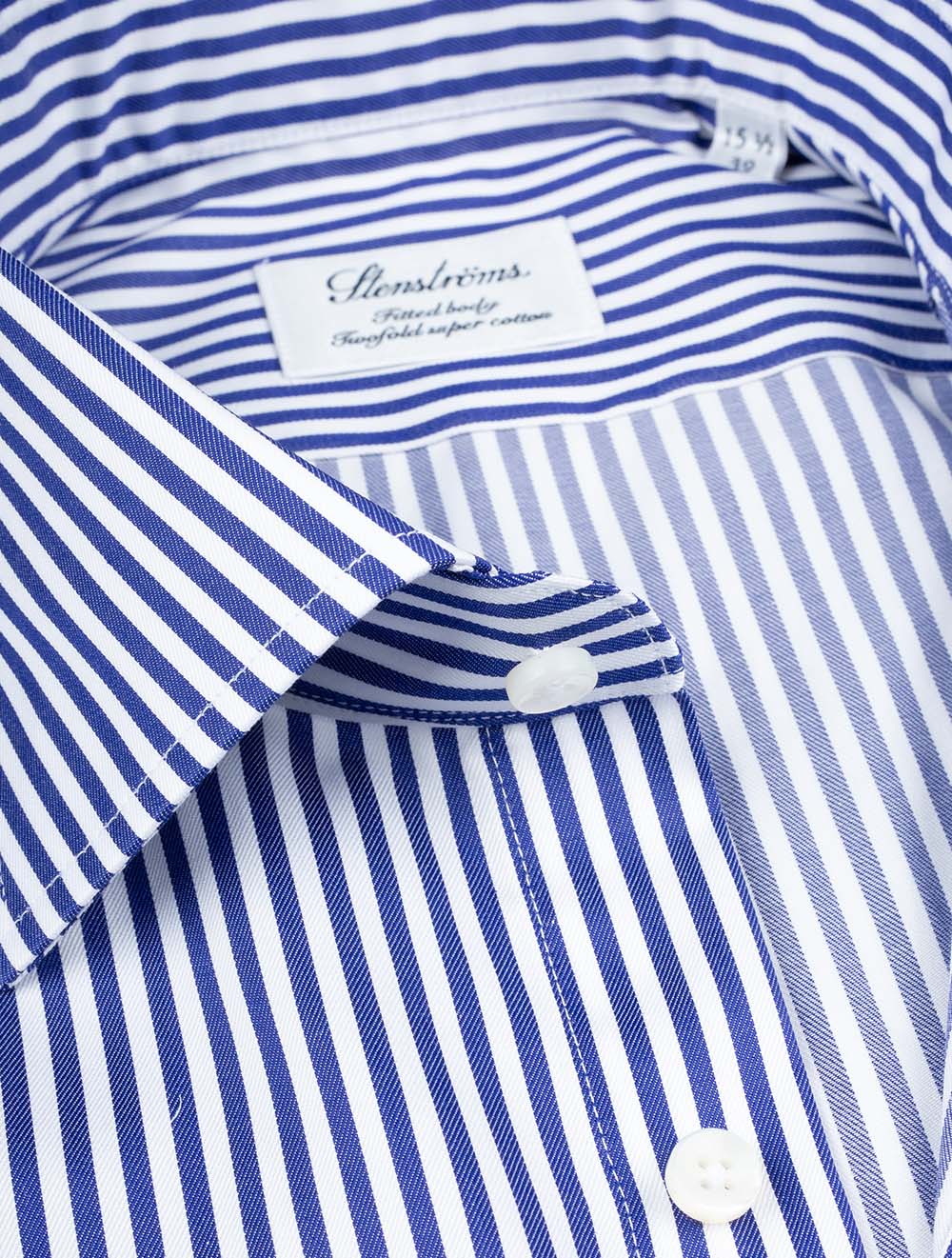 Stenstroms Blue Stripe Cotton Fitted Body Shirt AI2