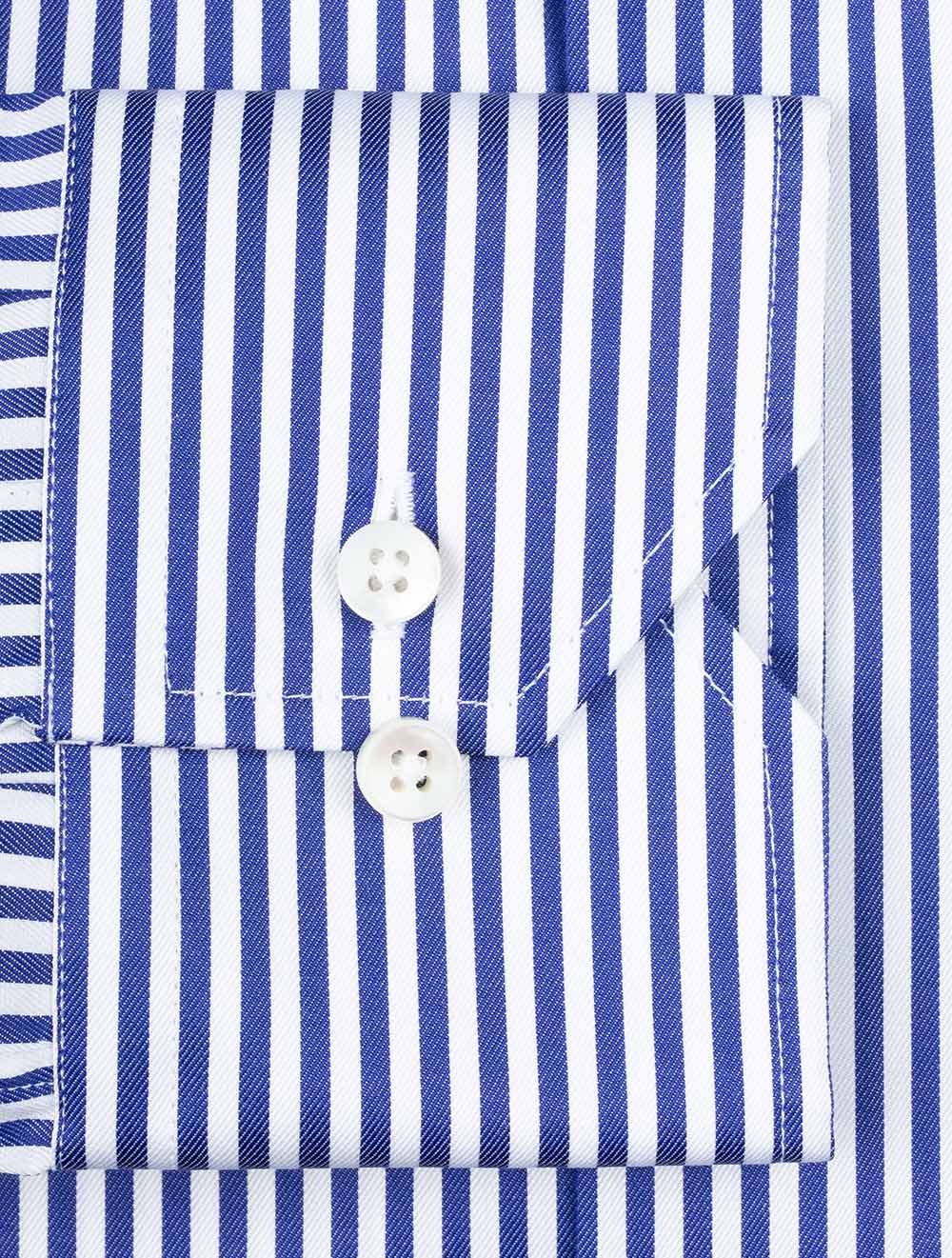 Stenstroms Blue Stripe Cotton Fitted Body Shirt AI3