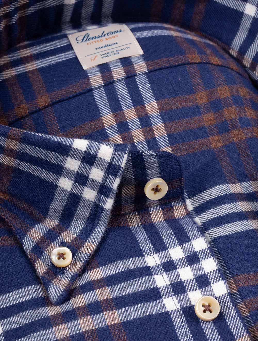 Stenstroms Fitted Check Shirt-Navy AI2