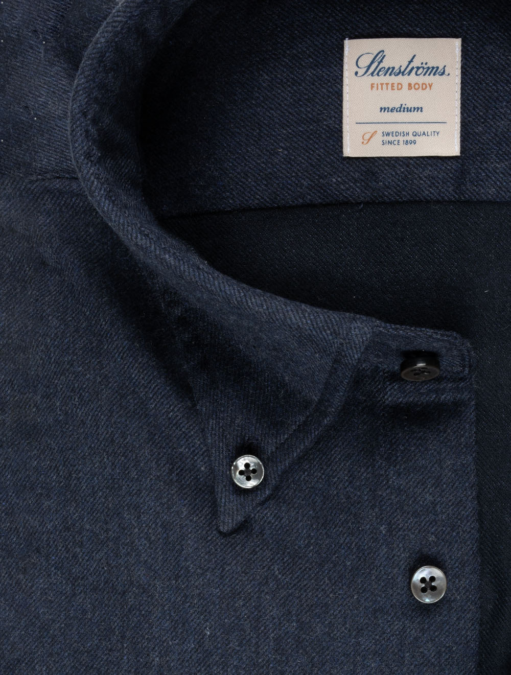 Fitted Flannel Twill Shirt-Navy