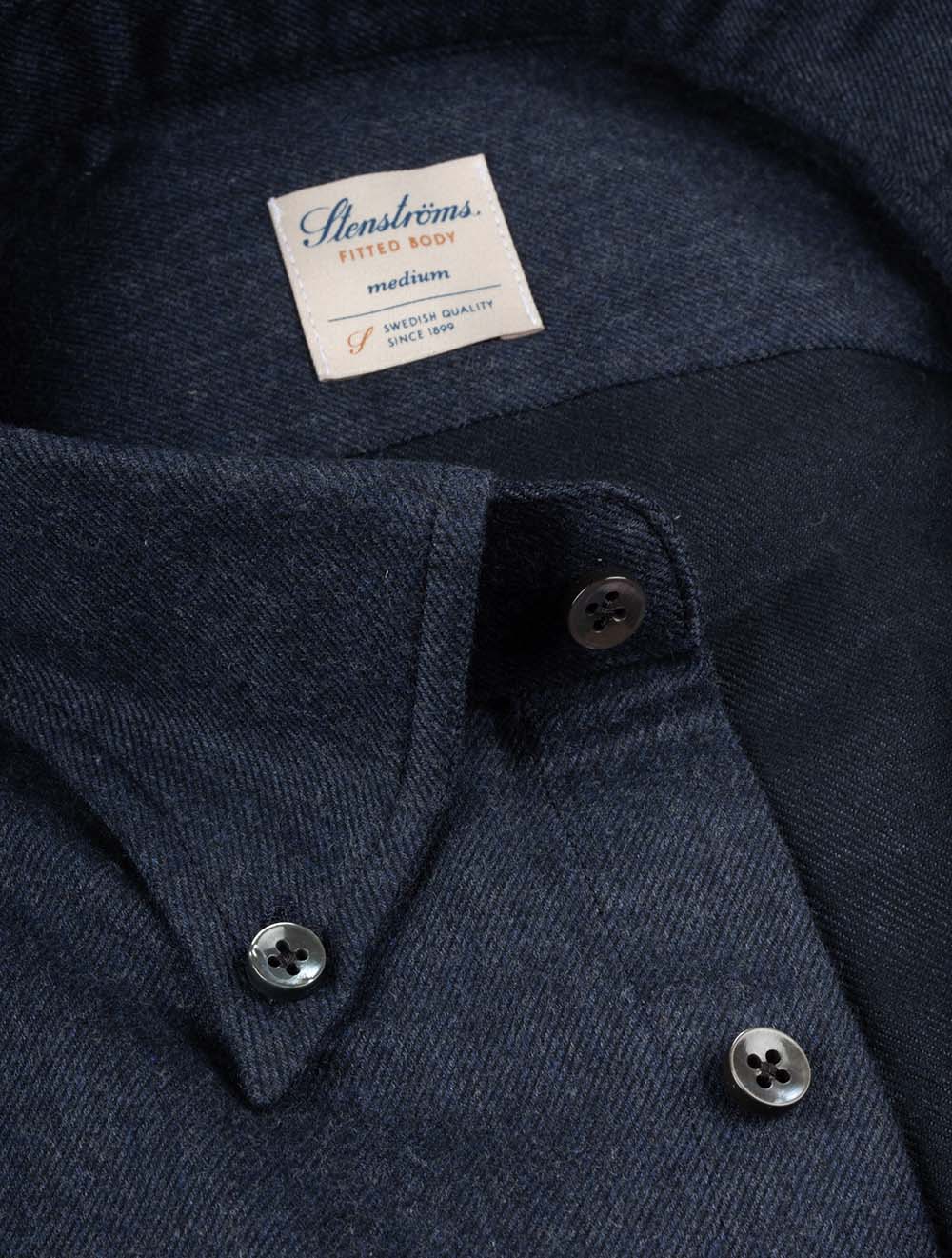 Fitted Flannel Twill Shirt-Navy