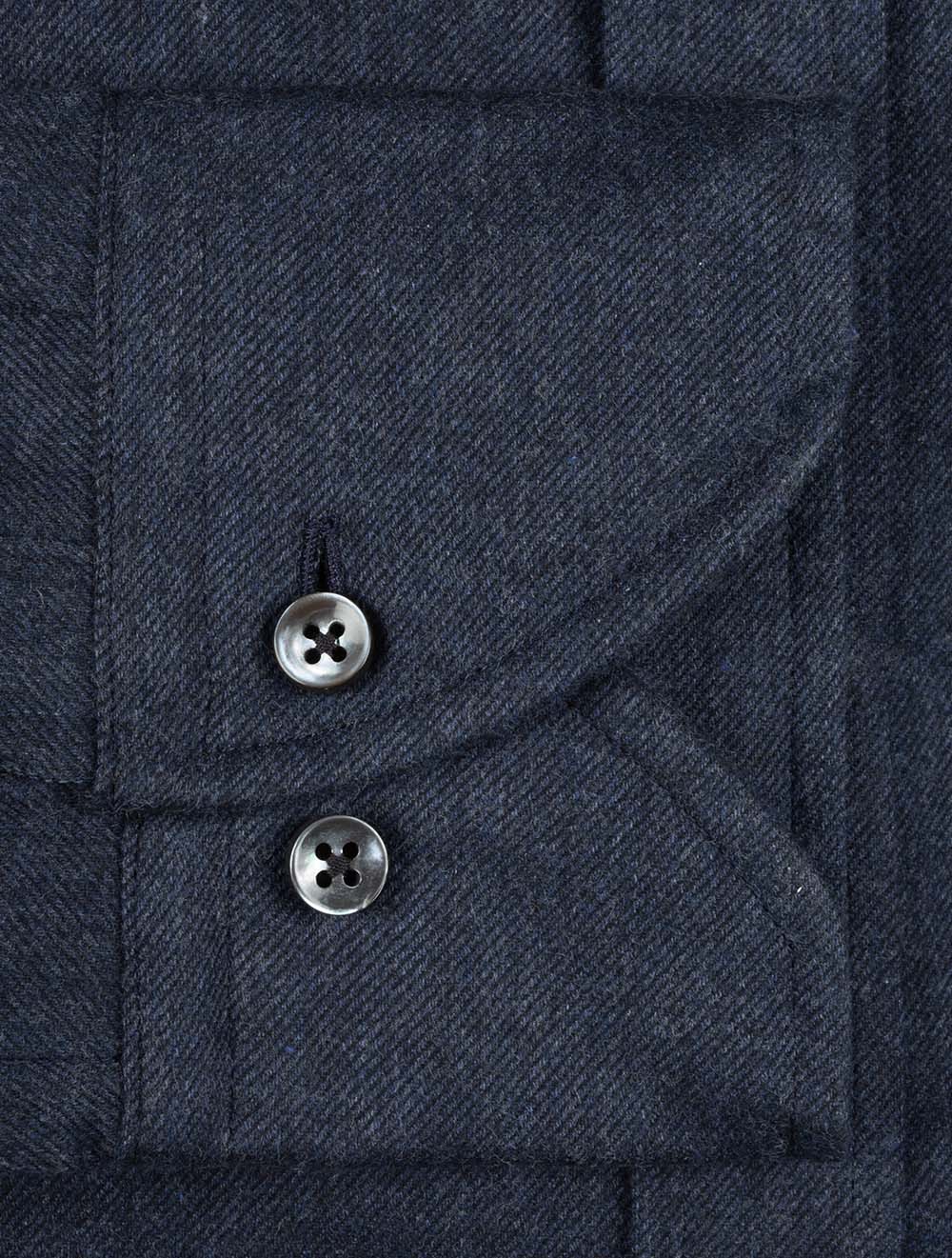 Fitted Flannel Twill Shirt-Navy