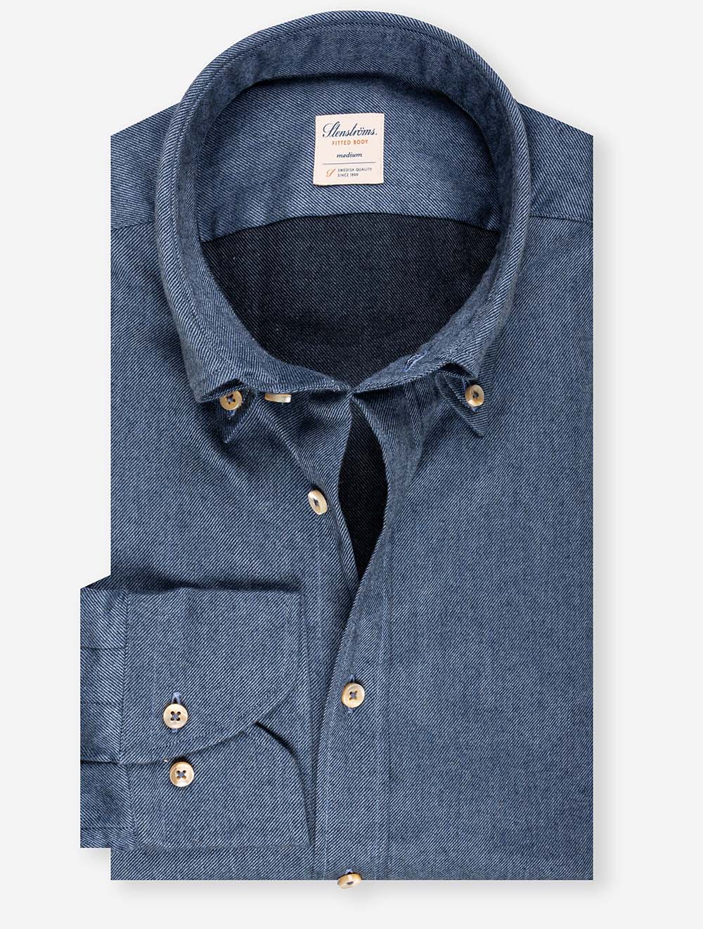 Fitted Flannel Twill Shirt Blue