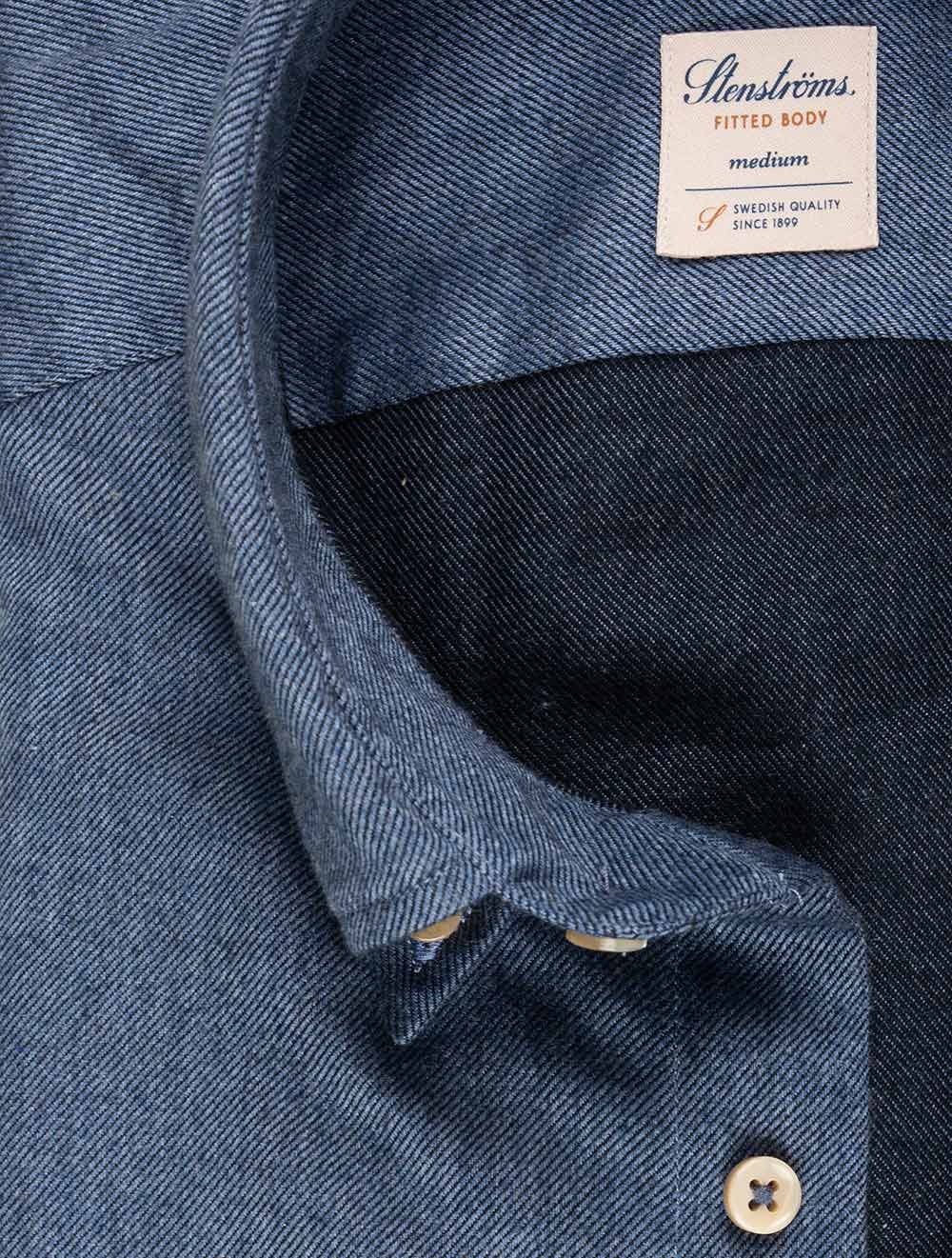 Fitted Flannel Twill Shirt Blue