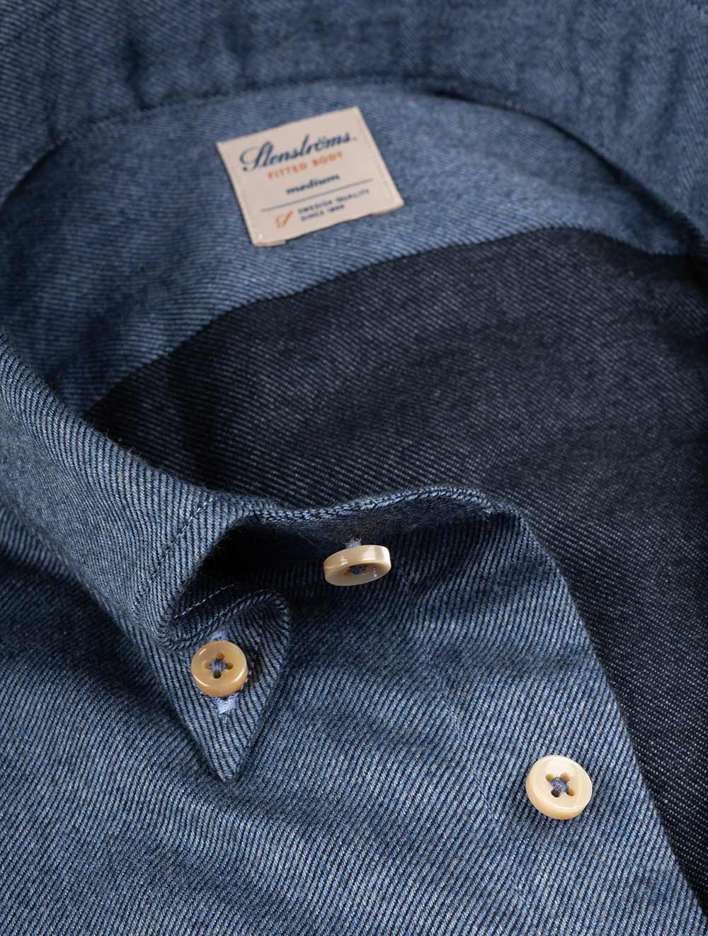 Fitted Flannel Twill Shirt Blue