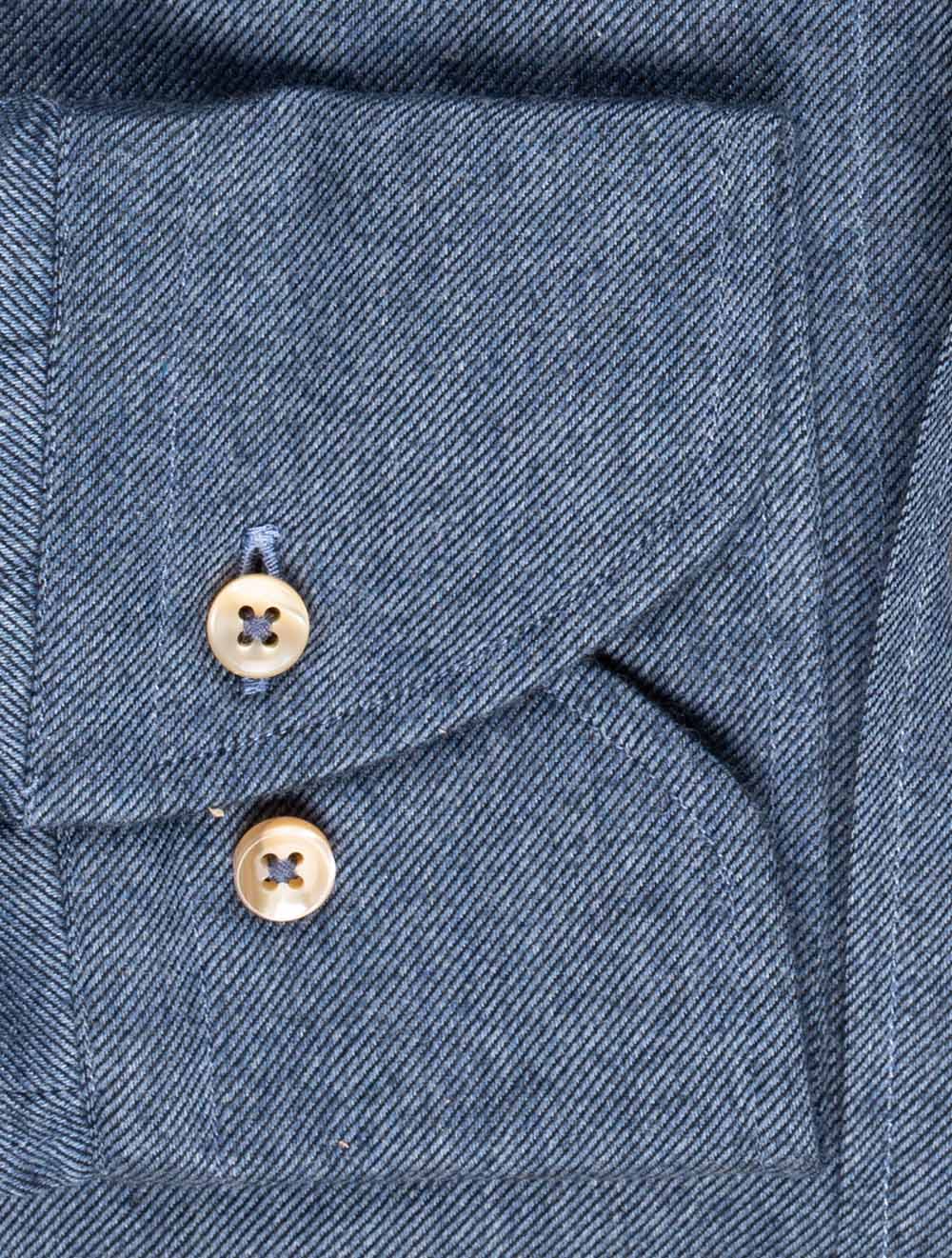 Fitted Flannel Twill Shirt Blue