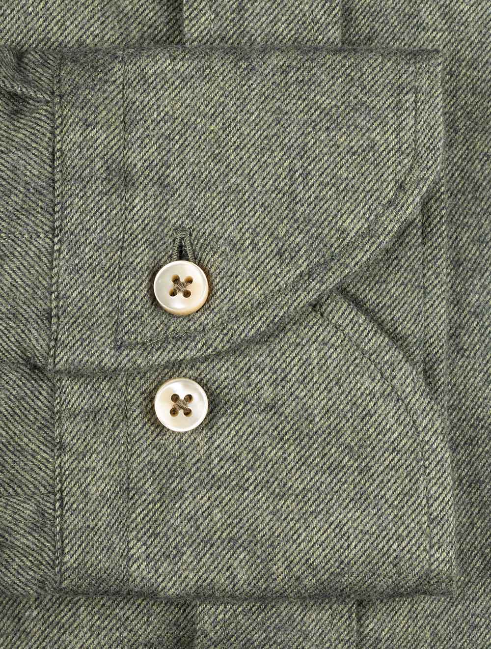 Fitted Flannel Twill Shirt Green