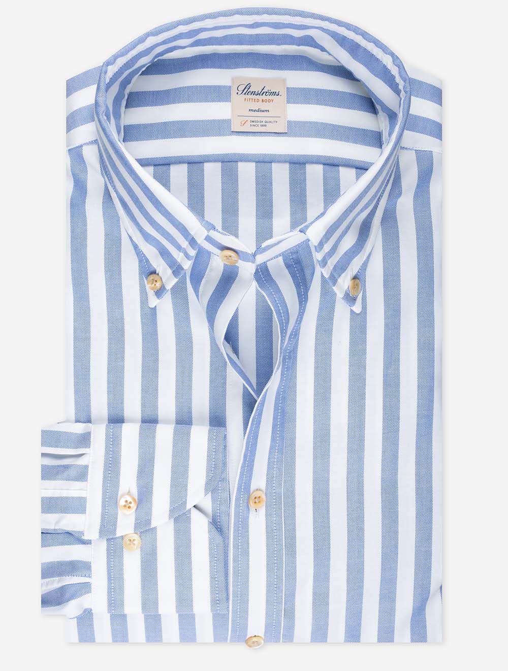 Stenstroms Blue Barstripe Fitted Body Shirt MI