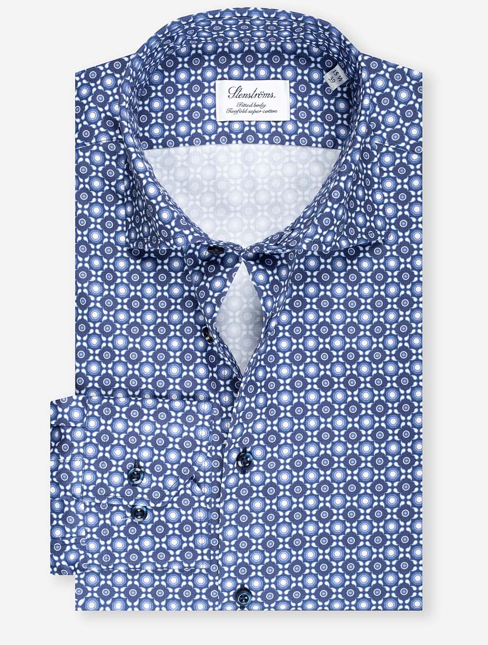 Stenstroms Pattern Fitted Shirt Dark Blue MI