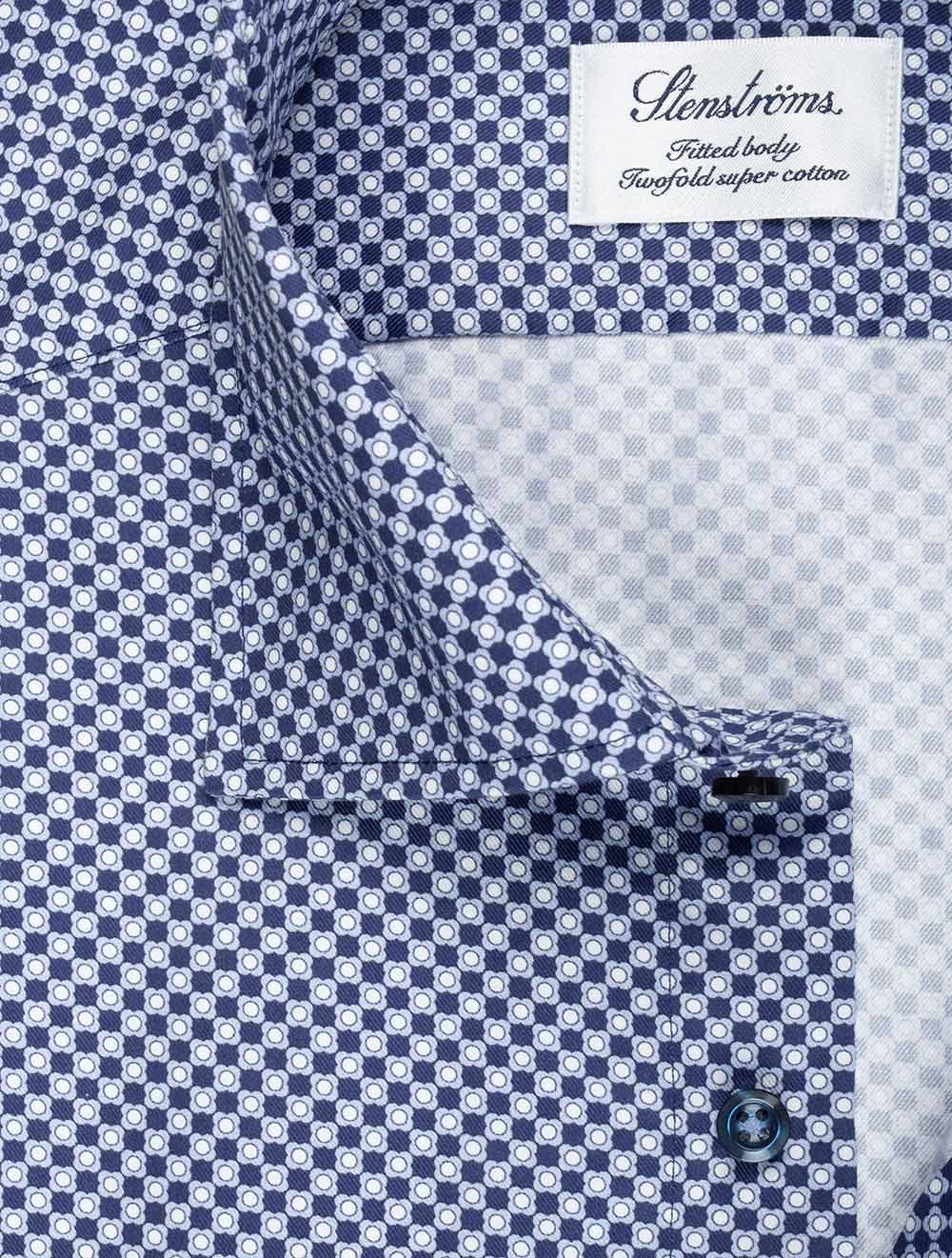 Stenstroms Pattern Fitted Shirt Navy AI1