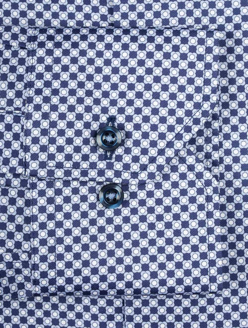 Stenstroms Pattern Fitted Shirt Navy AI3