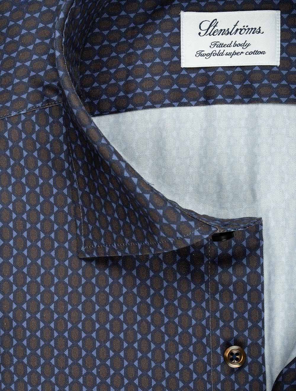 Stenstroms Geometric Pattern Fitted Shirt Blue AI1