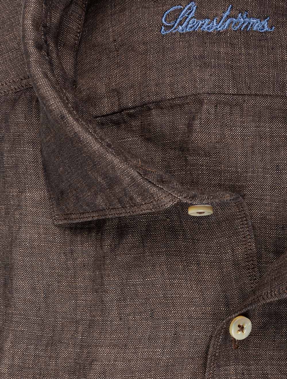 Dark Brown Linen Fitted Body Shirt