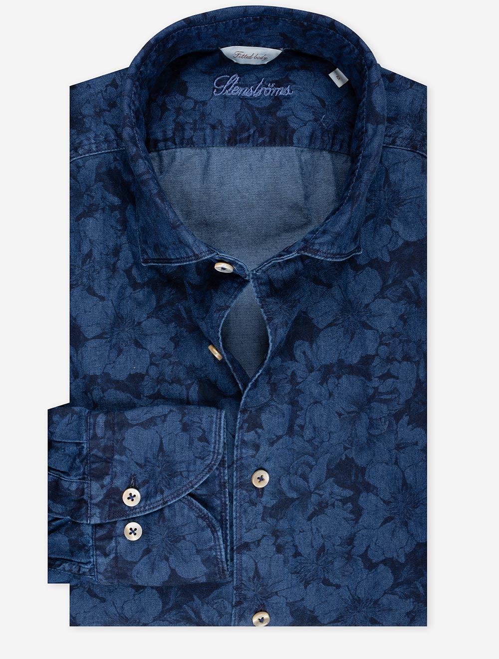 Stenstroms Floral Denim Shirt Navy MI