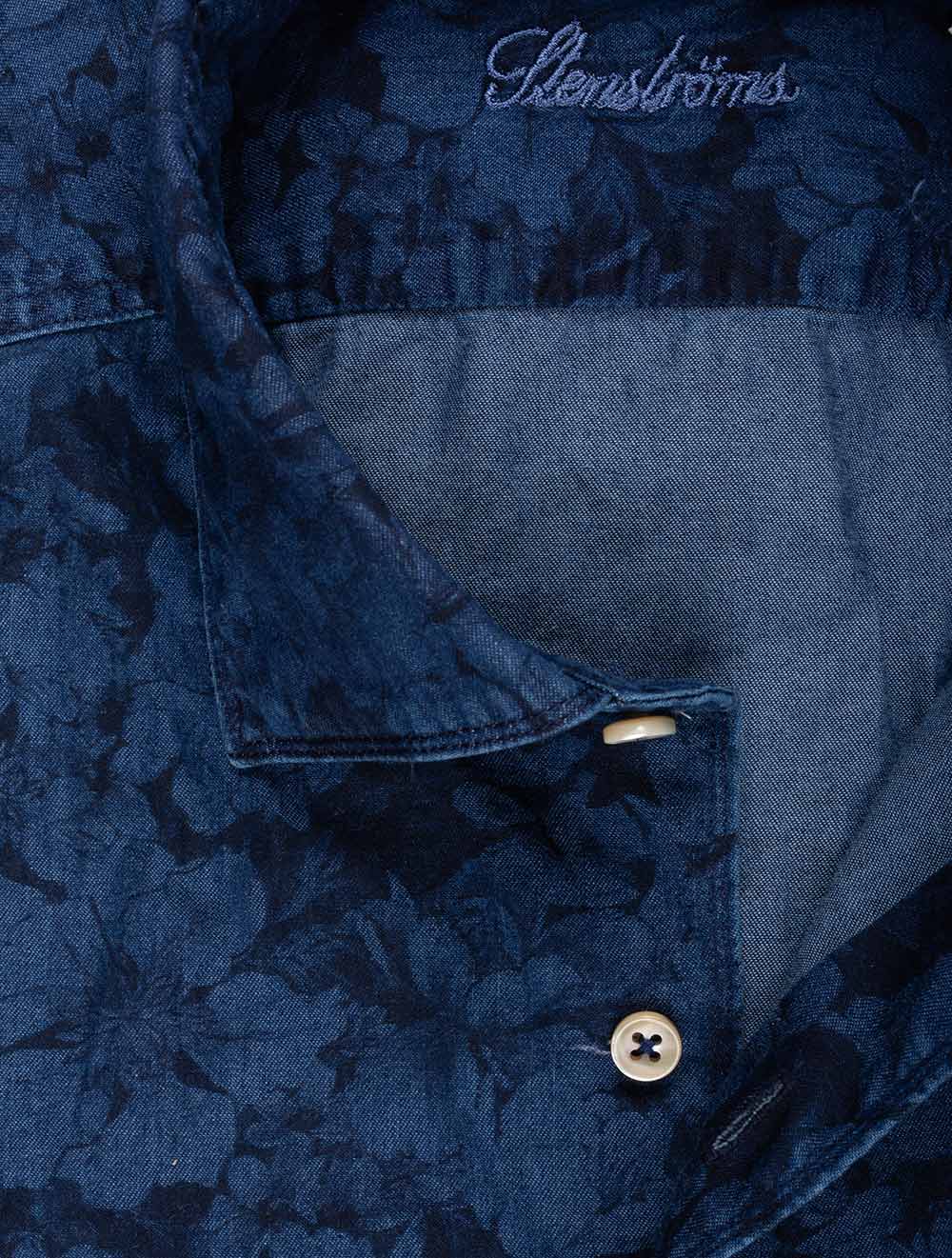 Stenstroms Floral Denim Shirt Navy AI1