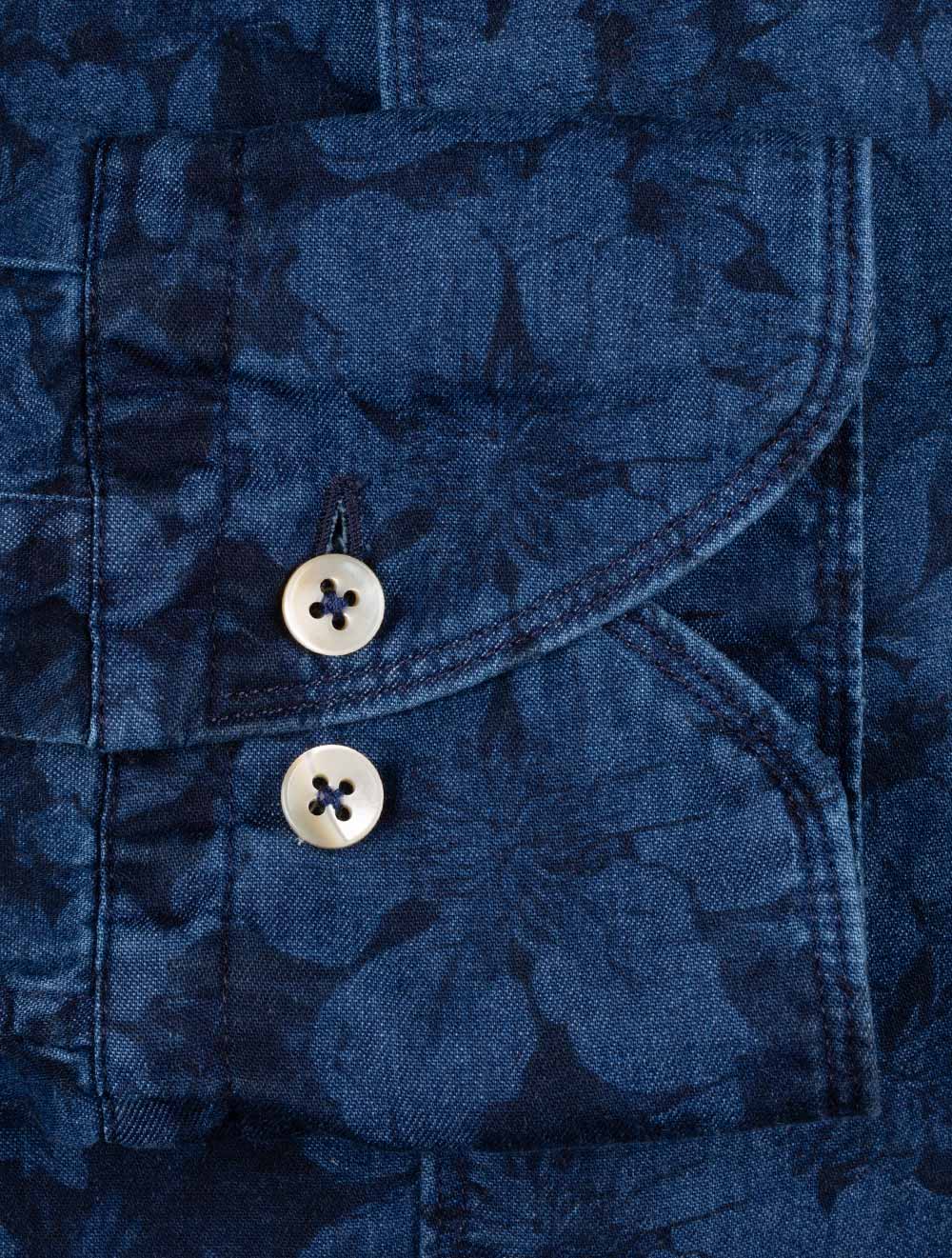 Stenstroms Floral Denim Shirt Navy AI3