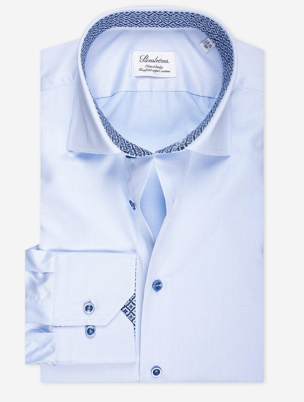 Stenstroms Blue Contrast Twill Fitted Body Shirt MI