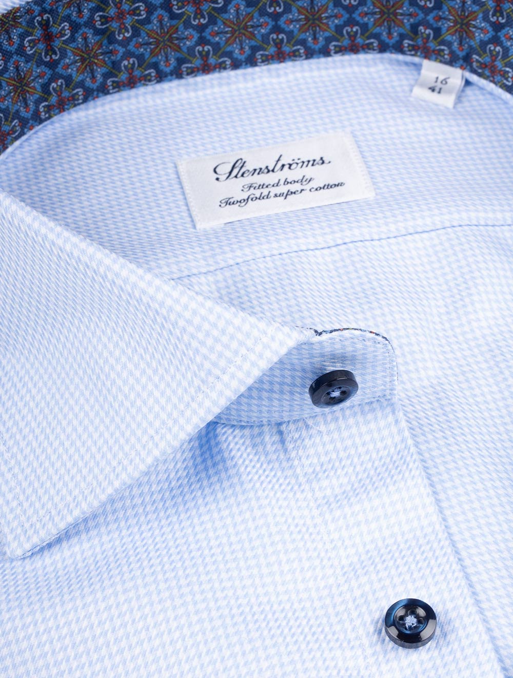 Stenstroms Pattern Inlay Shirt Blue AI2