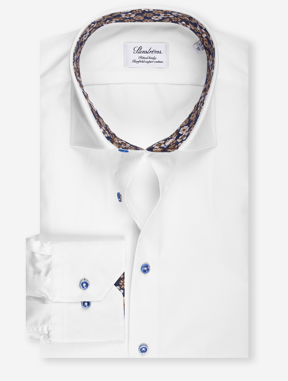 Floral Inlay Fitted Shirt White