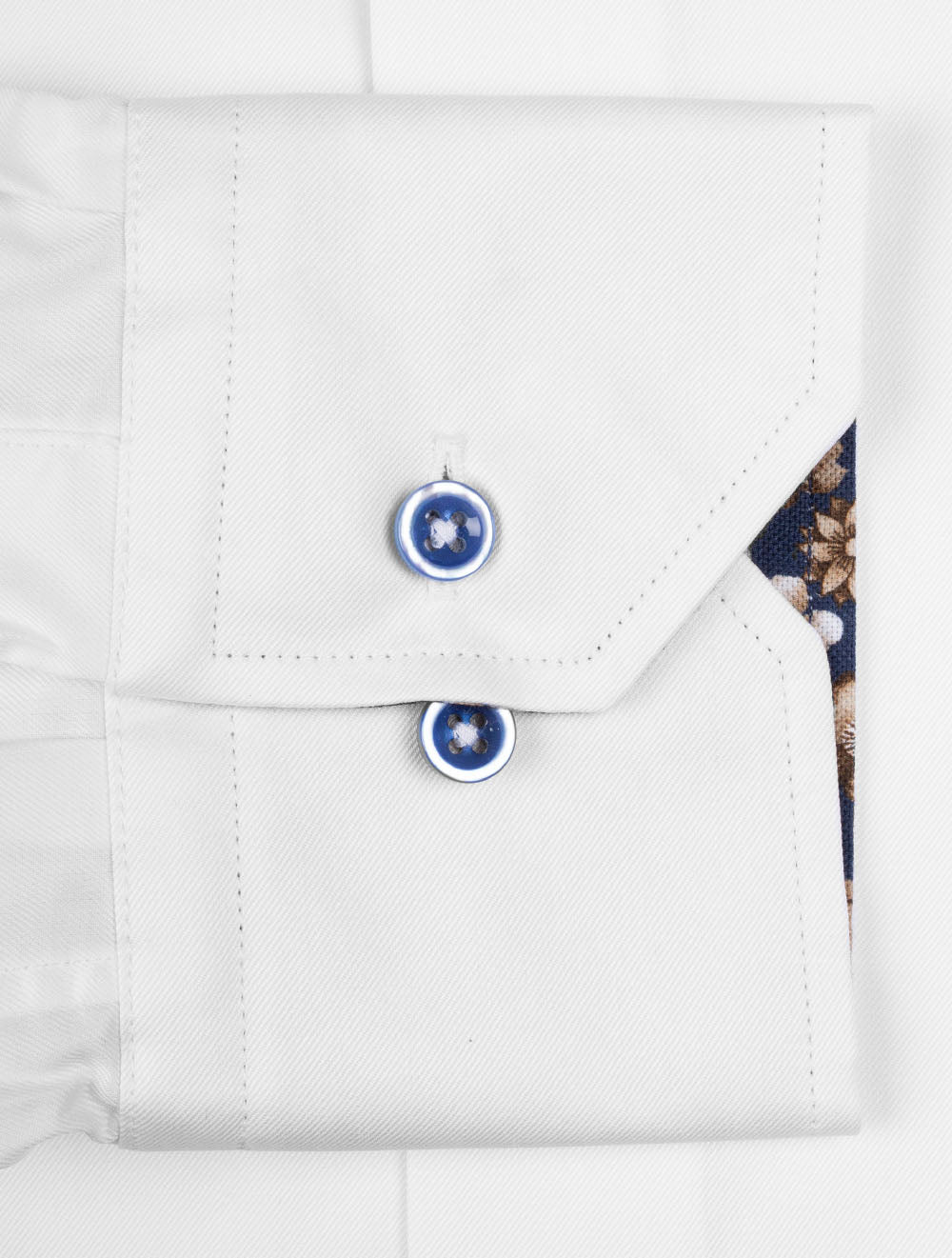 Floral Inlay Fitted Shirt White