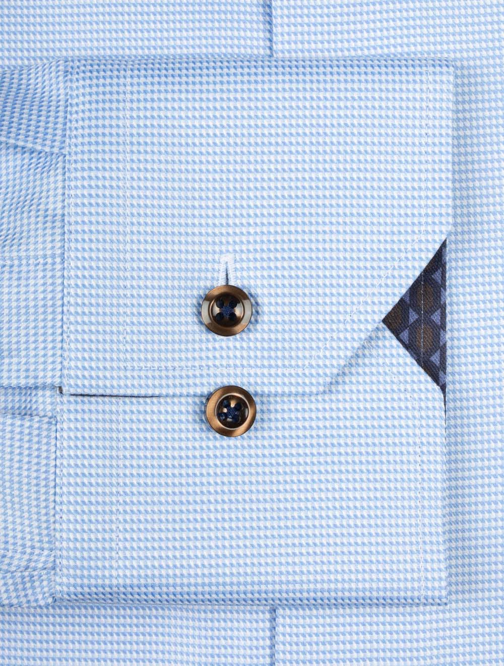 Puppytooth Contrast Inlay Fitted Shirt Blue