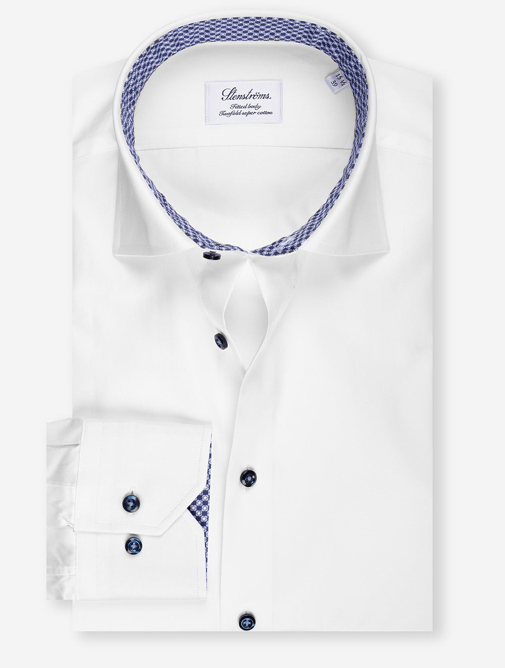 Contrast Inlay Fitted Shirt White